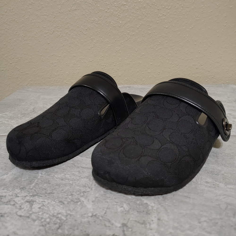 Coach Signature Canvas Mule Slides Black Slip On Slippers Women’s Size 10 - Picture 4 of 8